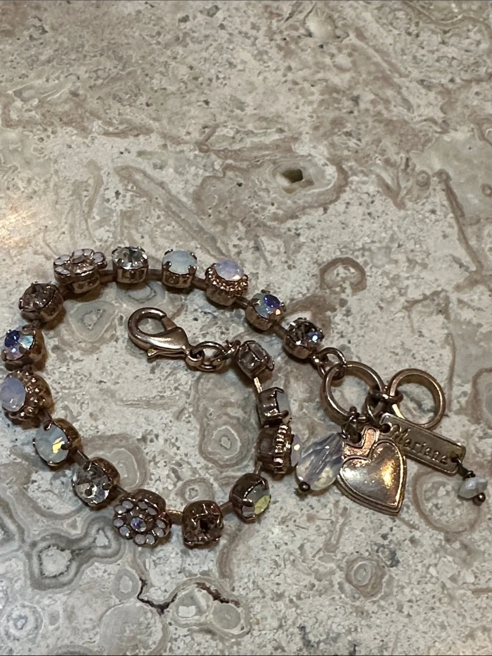 Mariana Rose Gold Crystal Bracelet with Iridescent and Clear Stones
